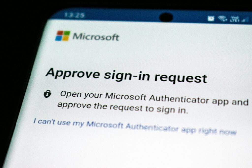 Microsoft Authentication from: Ed Hardie on Unsplash. https://unsplash.com/photos/a-screenshot-of-a-phone-RMIsZlv8qv4