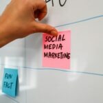 White board with a sticky note reading social media marketing by Walls.io on Unsplash: https://unsplash.com/photos/a-hand-is-writing-on-a-sticky-note-9r6EztKam9M